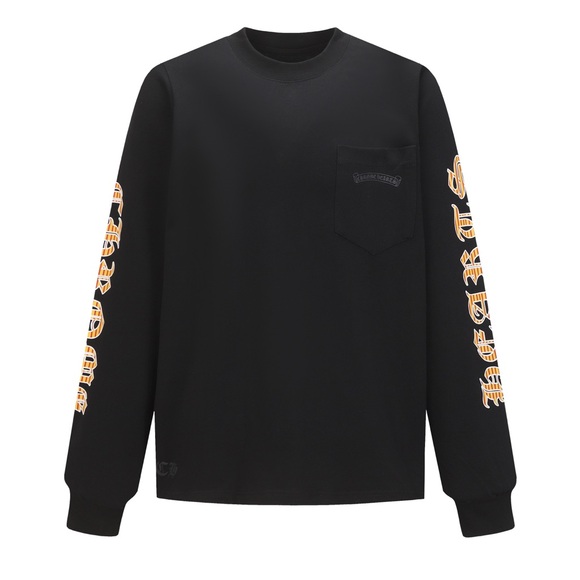 Chrome Hearts Black Long Sleeve Tee with Gold Accents